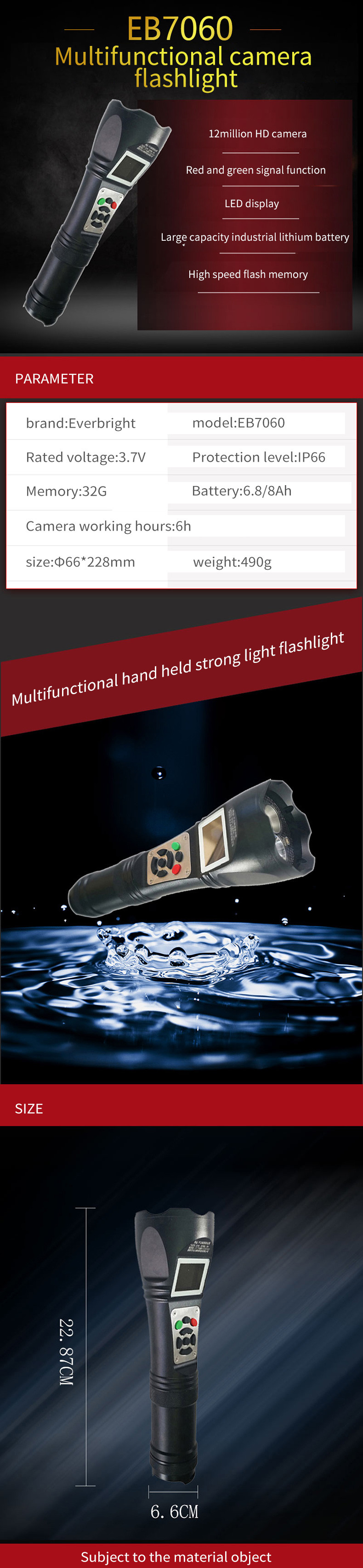 Waterproof 6800mAh LED Camera Flashlight 90 Degree Photography Torch