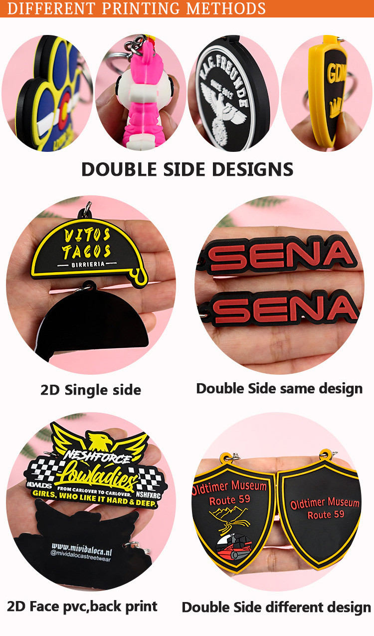 Custom Soft Rubber Keychains 2d 3d Silicone Soft Pvc Keyring