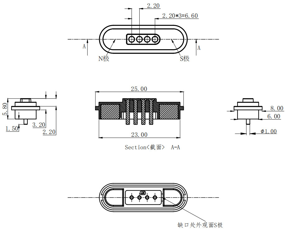 4Pin Male And Female Magnetic Cable Connector For Household Products With TPE Cable