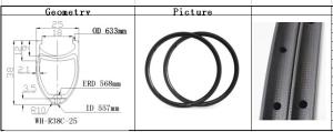 China New super light only460g OEM hot sale light weight 700C 38mm racing bike carbon rims 25mm wholesale