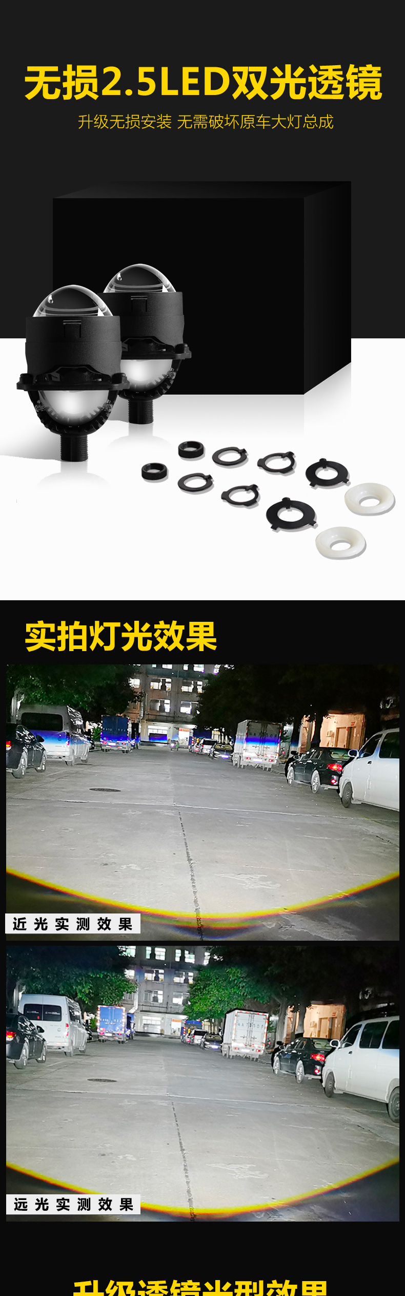 ETClite 16000Lm Super Bright Canbus Projector Led Lens 2.5 inch Led Headlight Bulbs 150W Hi Car Light
