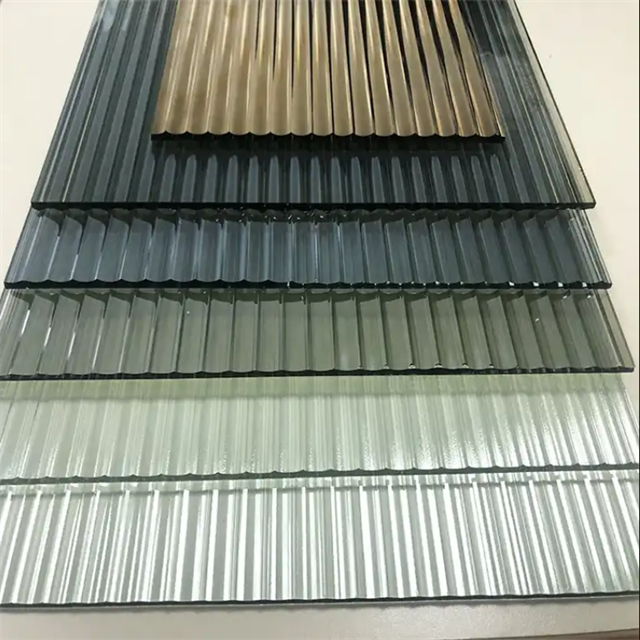 Industrial Moru Tinted Patterned Glass Toughened Fluted for Bath Kitchen Living Room