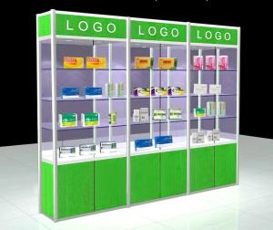 China Aluminum Alloy Pharmacy Display Shelves For Medical Store Fixture Easy Install wholesale