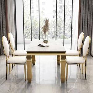 China Rectangular Square Marble Apartment Dining Tables Seating Capacity 4-8 wholesale