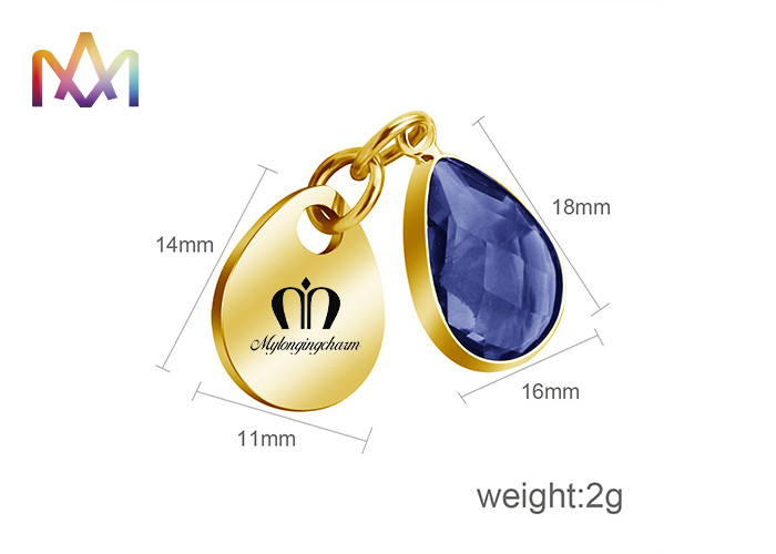 SS304 Tag Pendants Custom Engraving Charms With Birthstone