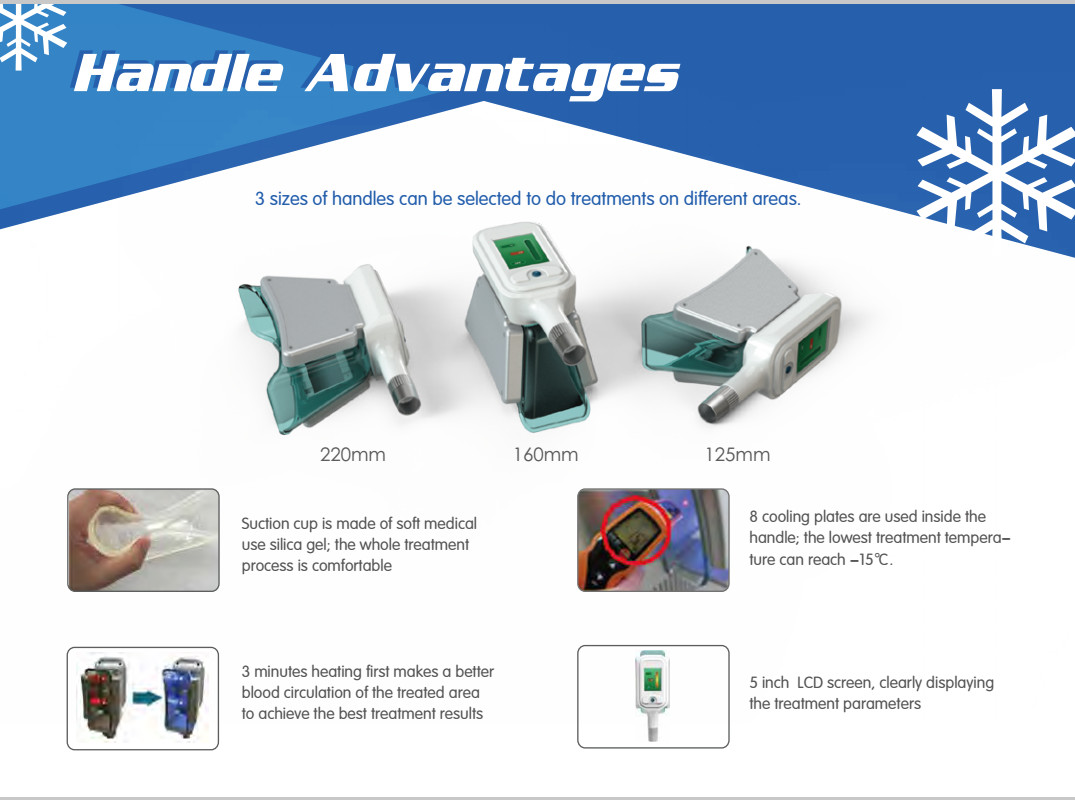 5 handles Cryolipolysis slimming machine for slimming, fat reduce, celluite removal.