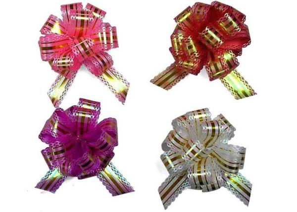 PP gift wrapping pull ribbon gift bow for Fruit Baskets Packages in Gold line ,