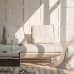 Cotton Linen Modern Fabric Sofa Set High Seat For Leisure