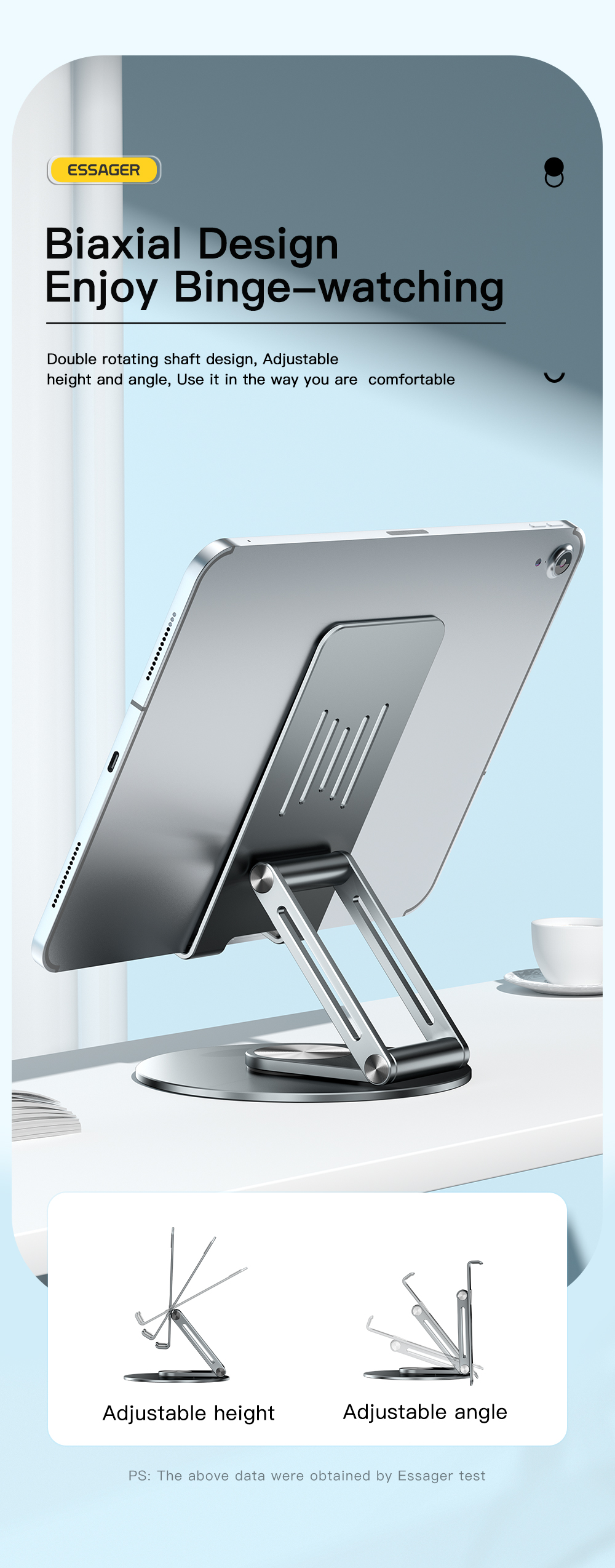 Cyclone Grey Desktop Phone Tablet Holder Stand 360 Rotating Folding