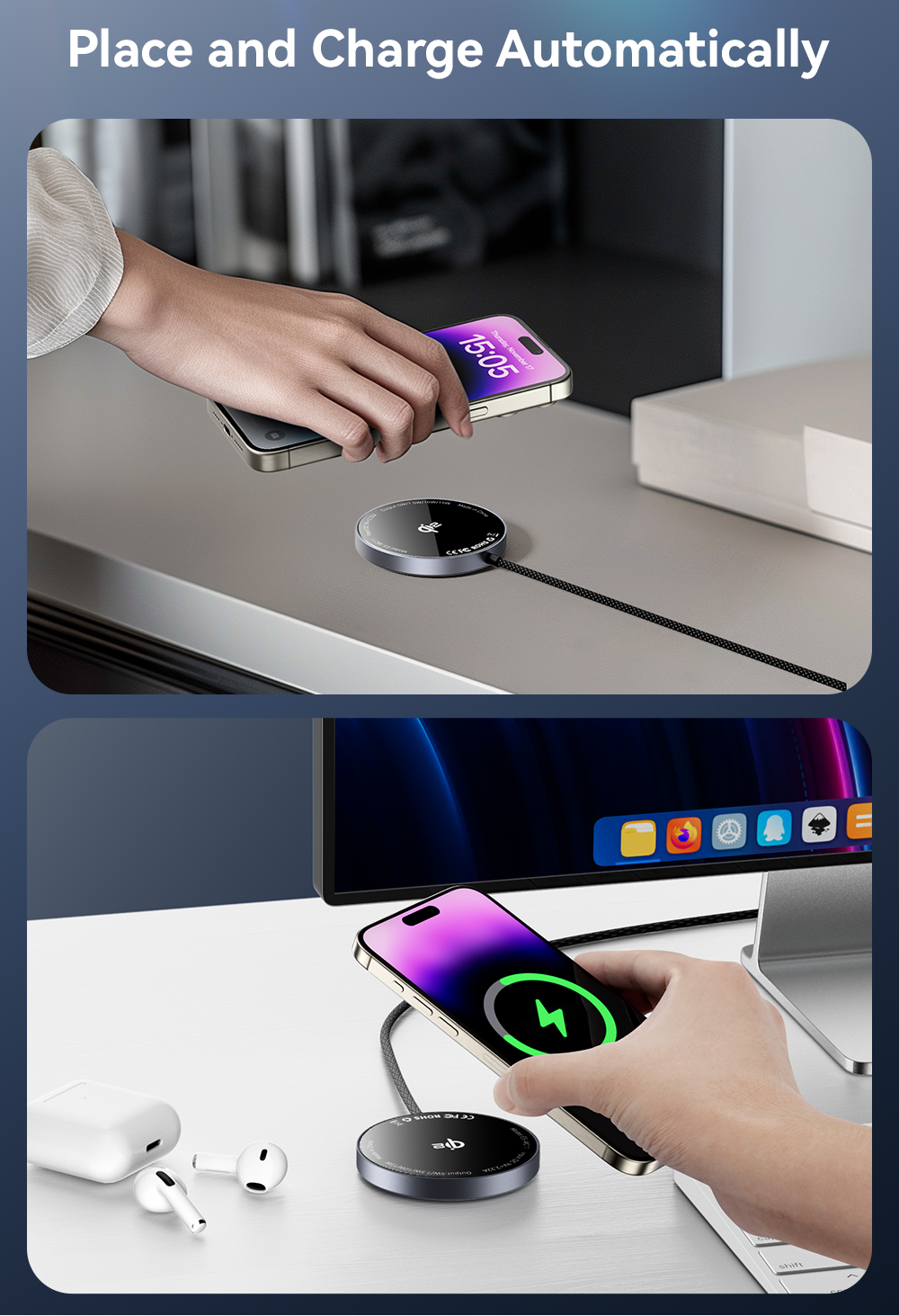 ES-WC11 Series Wireless Phone Charger Fast Charging Wireless Charger 5W 7.5W 10W 15W