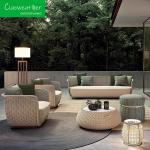 Garden Furniture Woven Sofa Set Villa Modern Hotel Waterproof Fabric Aluminum