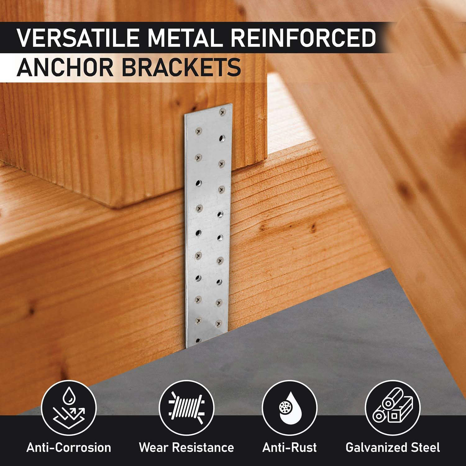 Galvanised L Steel Angle Timber Anchor Brackets 40 X 200 X 40 Wood Joining Fixing