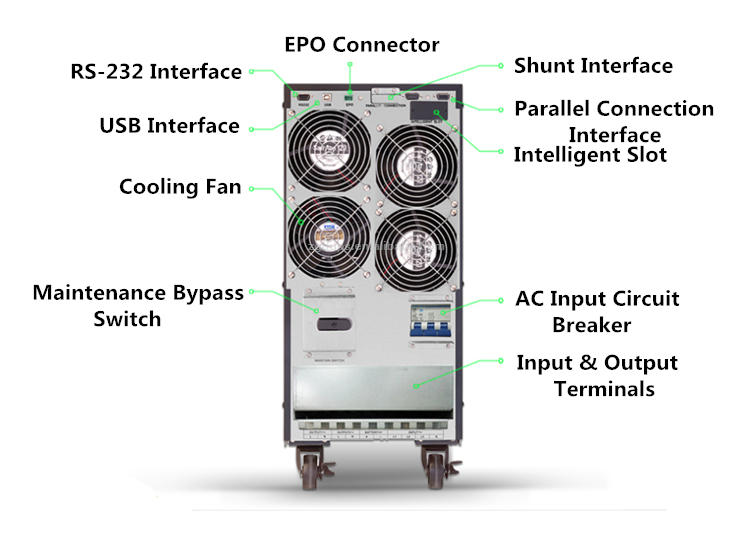 100-240VAC 10kw High Frequency Online UPS 10kva Pure Sine Wave Snmp Card