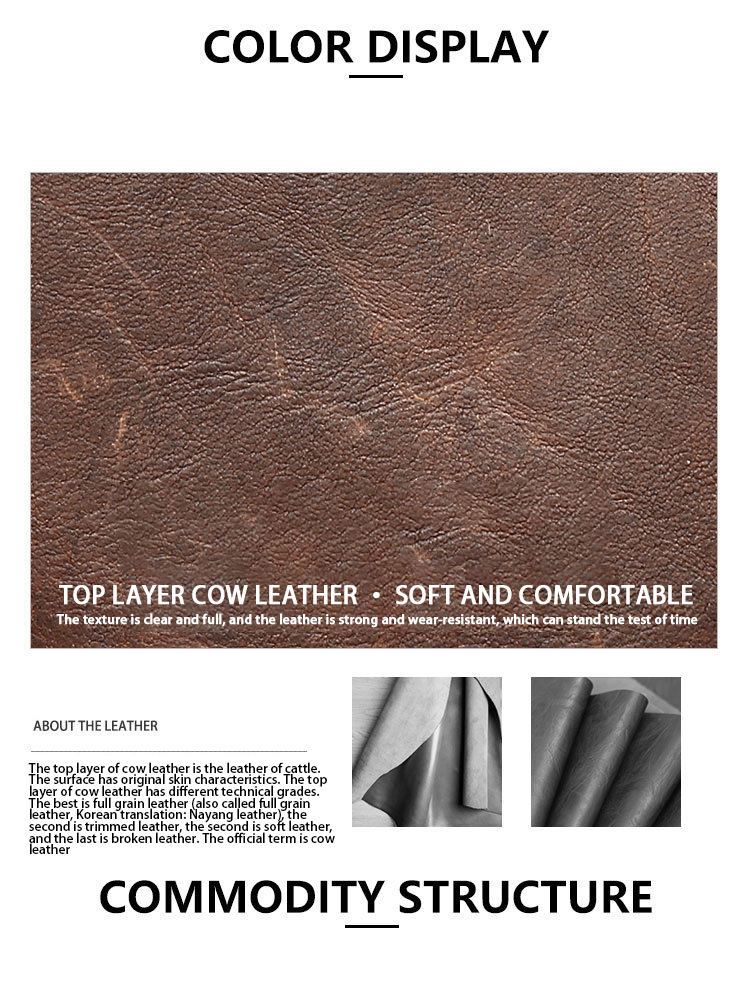 Top Grain Real Leather Vintage Designer Slim Laser Engraving RFID Men's Leather Wallet