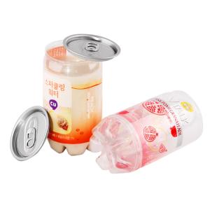 China Transparent Plastic Soda Drink Can 350ml With Aluminum Lid wholesale