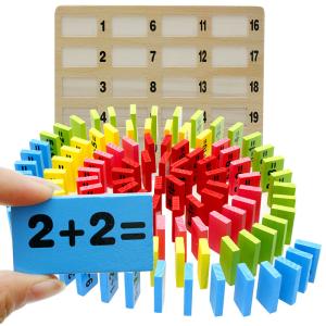 China Basswood 120pc Wooden Domino Blocks Set Rally Building Montessori wholesale