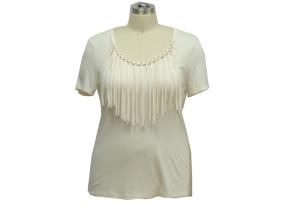 China Women's Fashion 1/2 Sleeves Shirt Round-Necline With tassel Decoration Fit Size wholesale