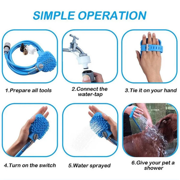 Customized Pet Hair Remover Glove Brush Lightweight Portable Dog Shower