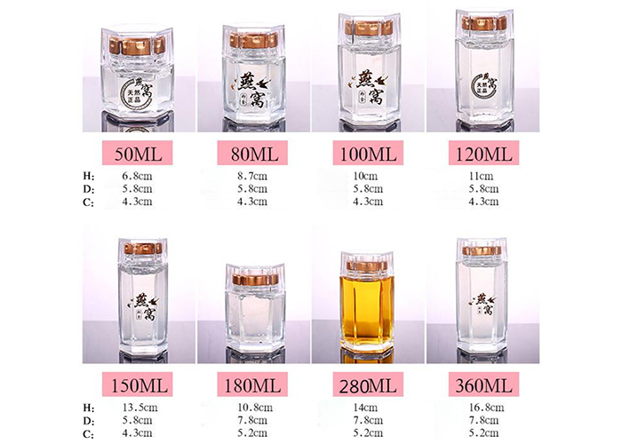 Luxury Clear Bird'S Nest Glass Honey Jars 50ml 100ml 280ml High White Glass