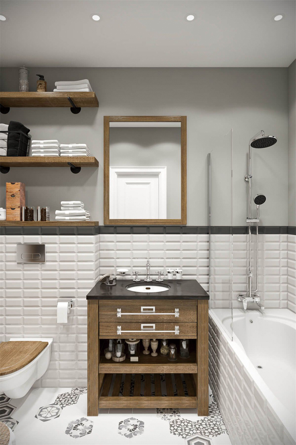 White And Black Basic Bread Tiles And Subway wall Tiles 75x152mm For Kitchen