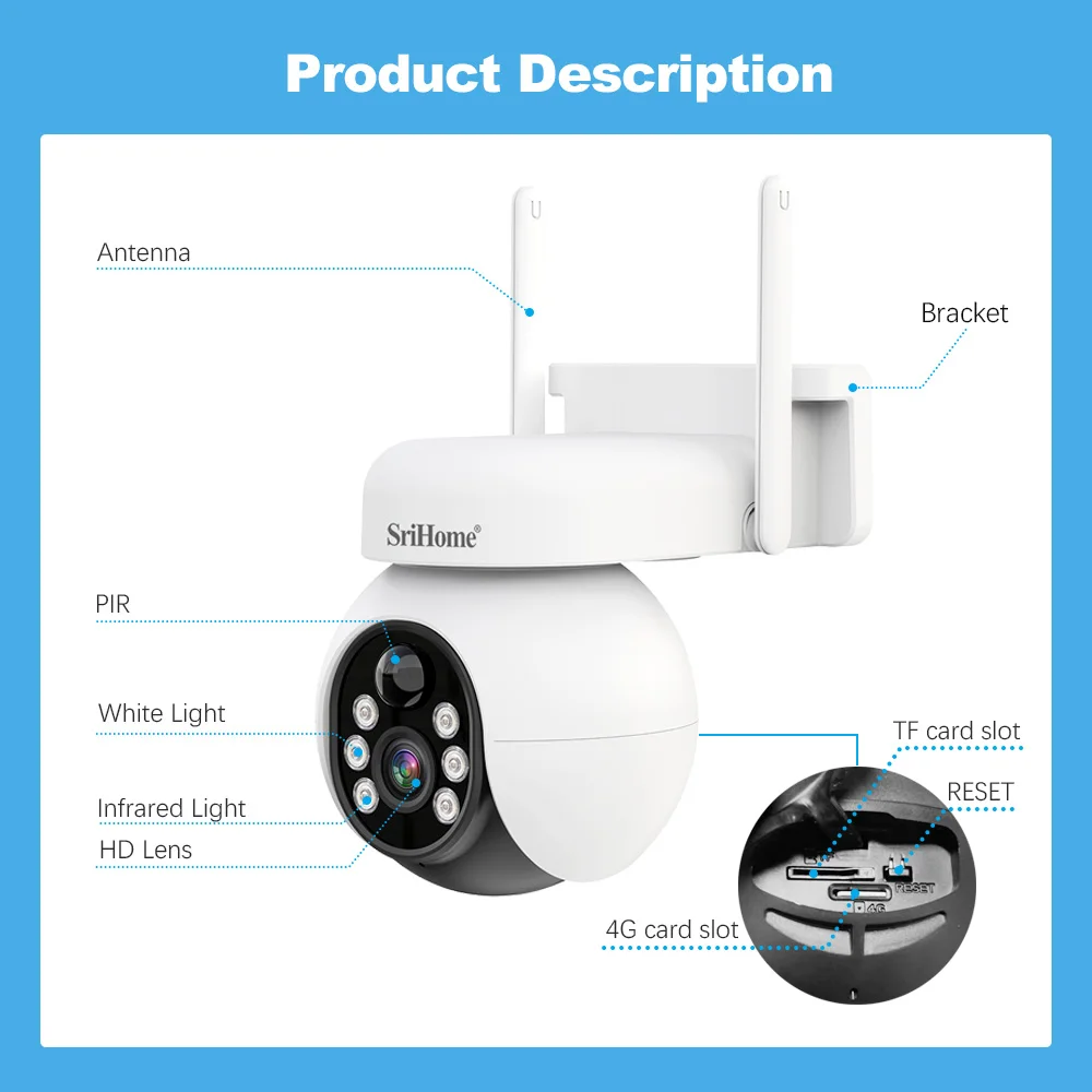 Solar PTZ Camera With Sim Card 4MP Solar Panel IP65 Camera With PIR Human Detection Full Color Night Vision Camera