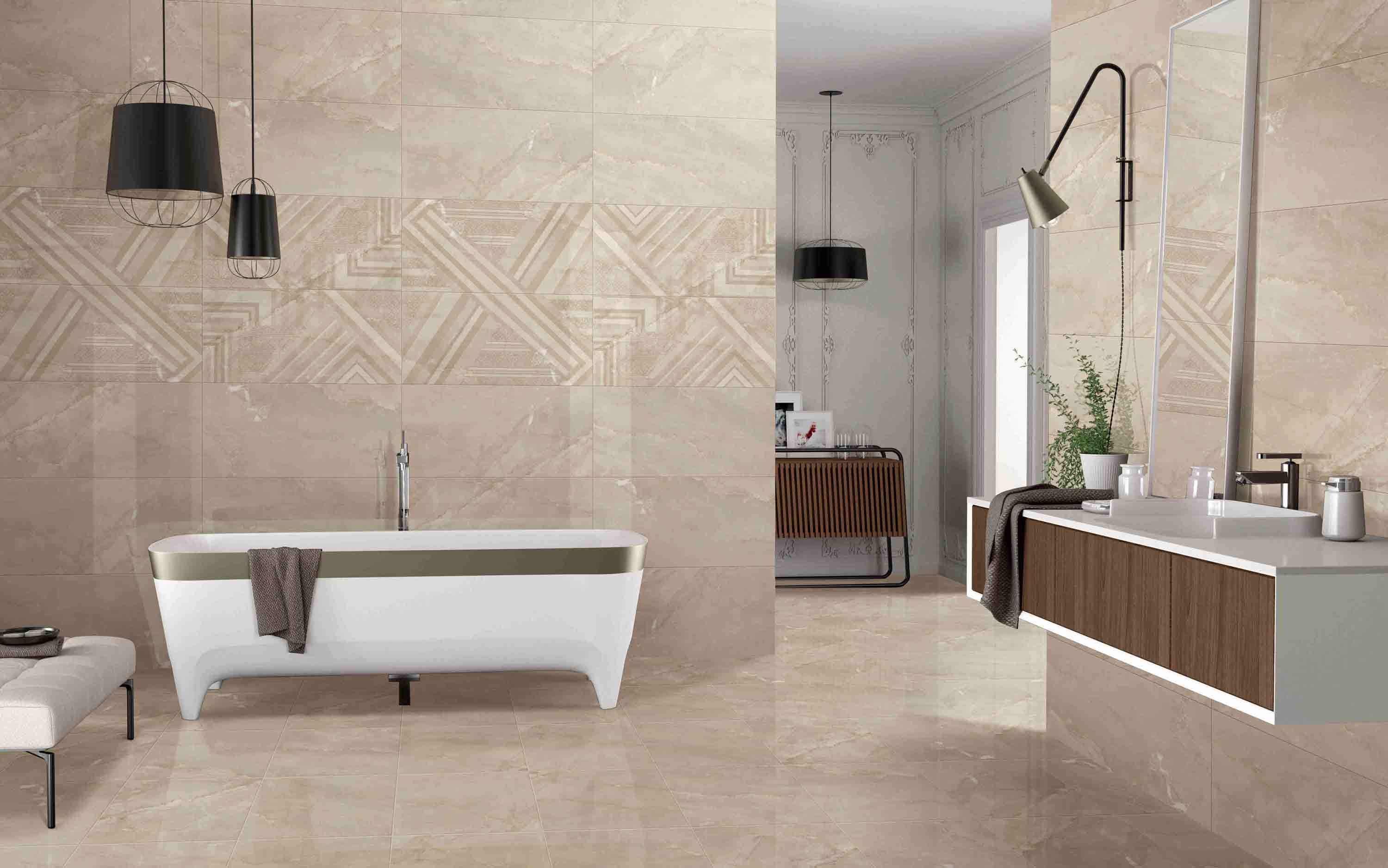 Simple Style Living Room Marble Wall Tile / Indoor Ceramic Tile