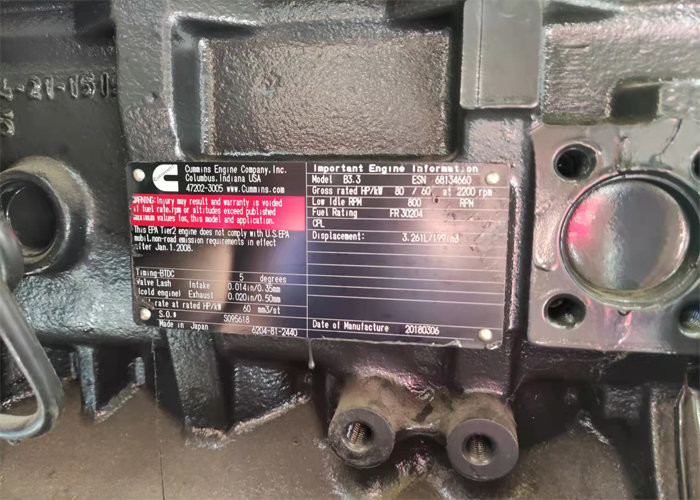 B3.3T Cummins Diesel Engine For PC120-5 Excavator 60-80kw Output