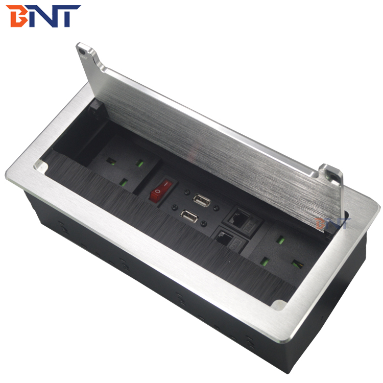 Smart office use cable management brush power data table outlet box