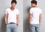 White V Neck Mens T - Shirts Crease Resistant Not Deformed Five-Quarter Sleeve