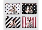 Cartoon Travel Toiletry Bag / PU Leather Ladies Clutch Bag Silk Printed