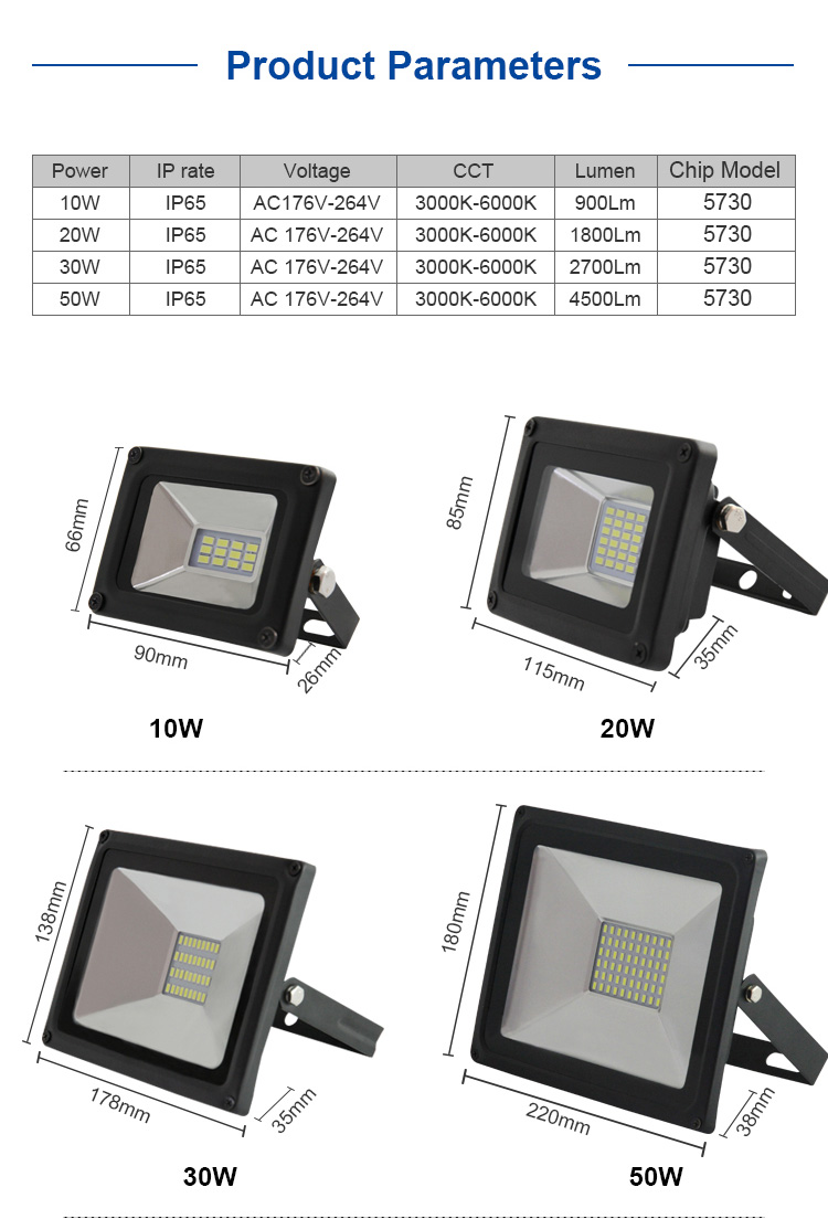 50w 30w LED Security Light , Outdoor Ultra Slim LED Spotlight 220v IP65 Waterproof