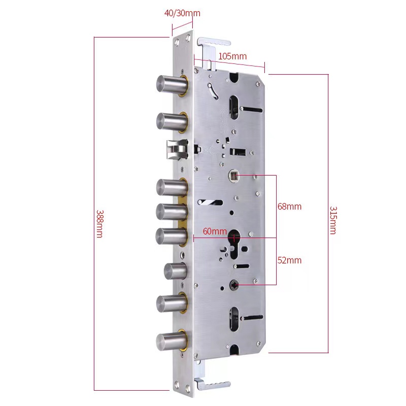 1KG Stainless Steel Door Lock Mortise Electronic Keyless Lock Body for Aluminum Door