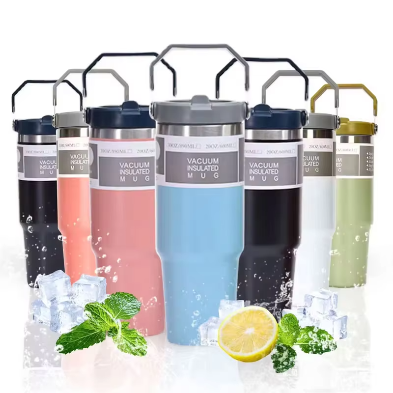 Straw Custom Stainless Steel 30oz Insulated Thermos Cup for Keeping Drinks Cold and Hot