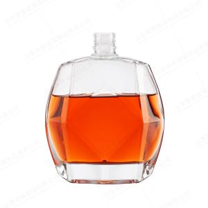 China Customized Flat Glass Bottle 375ml 500ml 750ml 1000ml Whiskey Liquor Bottle for Home Bar wholesale