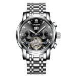 30M Waterproof Automatic Mechanical Watch Stainless Steel Band Black Dial