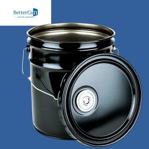 China 0.32mm-0.43mm Metal Paint Pail 20l Black Bucket With Lid wholesale