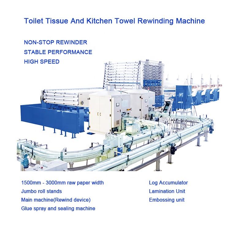 CE ISO Bathroom Tissue Paper Roll Making Machine , 2rolls Paper Rewinder