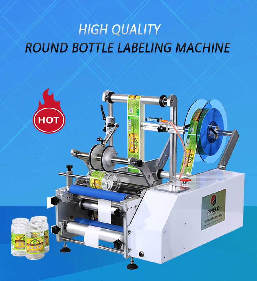 Adhesive Sticker Round Bottle Labeling Machine for Case Packaging Semi Automatic