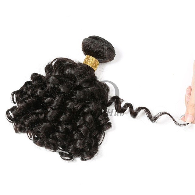 Natural Black Funmi Curly Remy Human Hair Bundles Sew In Weave Bundles Brazilian Bundle Deals