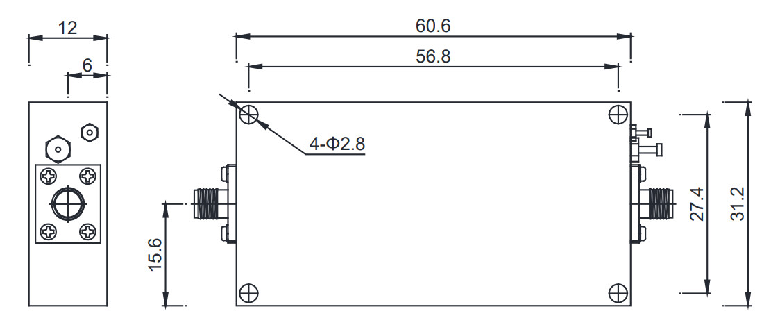 0.02 - 2 GHz Wideband Low Noise Amplifier P1dB 15 dBm LNA Power