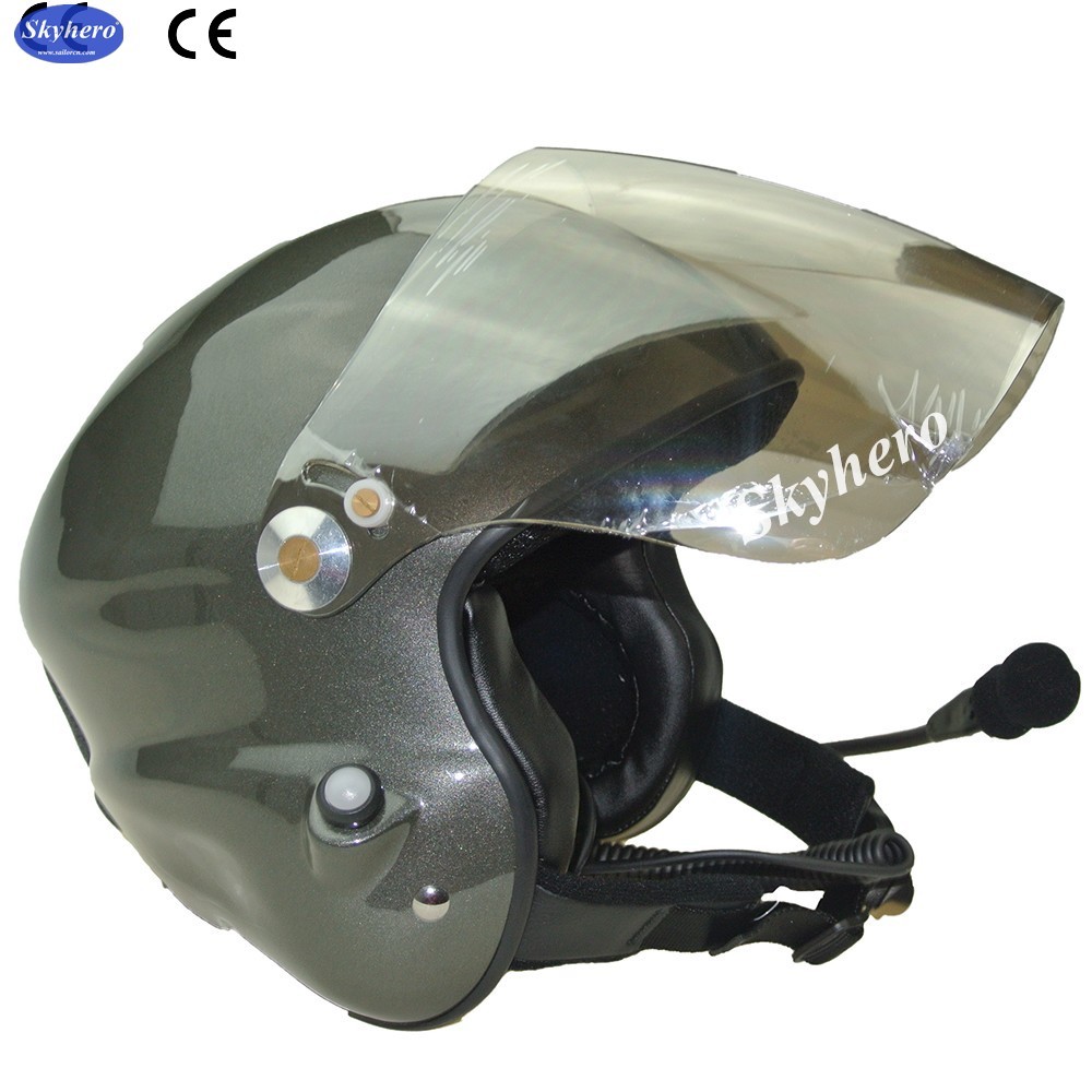 Grey Paramotor helmet GD-G with full headset PPG helmet Noise cancel powered paragliding helmet