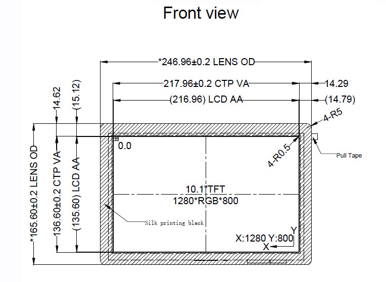 10.1 inch 1280 X 800 LVDS Interface Automotive LCD Display