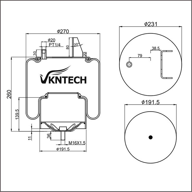 Hino 700 Air Spring Assembly TRL230LLS Vkntech 1K6831 53106-99200 VKNTECH 1K6831