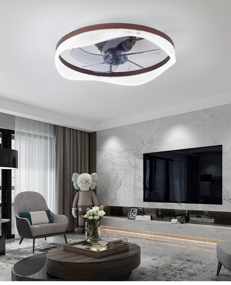 Scandinavian Bedroom Ceiling Fan Light LED 60W Variable Frequency Dimmable Restaurant Mute Invisible Ceiling Fan with Lighting
