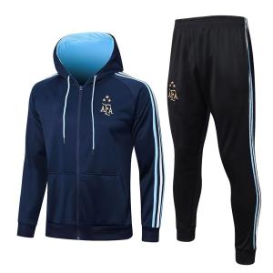 China Long Drawstring Football Training Tracksuit Sky Blue Jacket Set wholesale