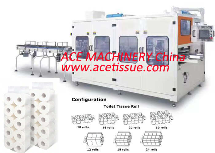 Toilet tissue wrapping machine