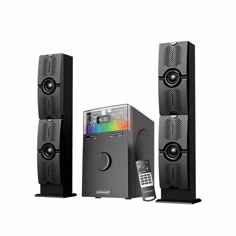 20W 5W * 2 Output Wooden Professional Audio System 2.1 USB FM BT Remote Control Subwoofer Active Column Speaker