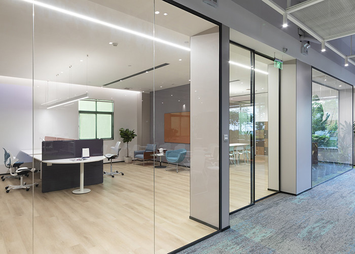 Contemporary Office Partitions Single Glass Partition For Workspace Screens With Frame