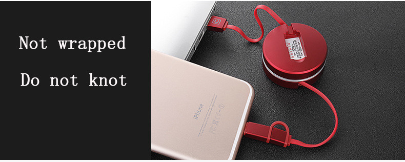 2 in 1 Fast Charging USB Data Cable for iPhoneX 6 7plus and Android rounded Retractable Micro USB Cable