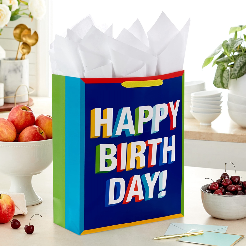 CMYK Printing Custom Printed Shopping Paper Bag With Logo for Birthday Celebration